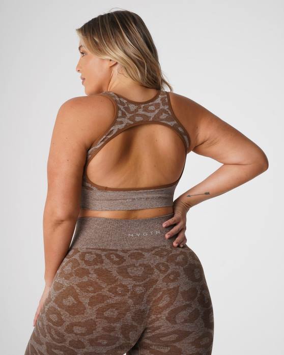 NVGTN لياقة بدنية نحيف ليوبارد الكسوف حمالة الصدر سلس موكا 420J216