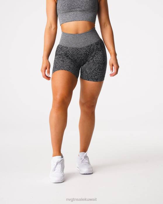 NVGTN لياقة بدنية نحيف شورت بدون خياطة من جلد الثعبان مرقطة باللون الأسود 420J473