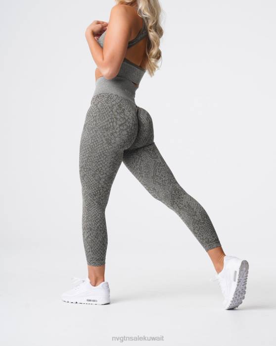 NVGTN لياقة بدنية نحيف طماق جلد الثعبان سلس الكاكي الأخضر 420J686