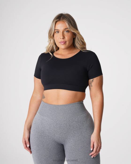 NVGTN لياقة بدنية نحيف تي شيرت مفتوح من الخلف أسود 420J77